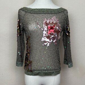 Embellished Off-Shoulder Sequin Top Size Medium Stylish